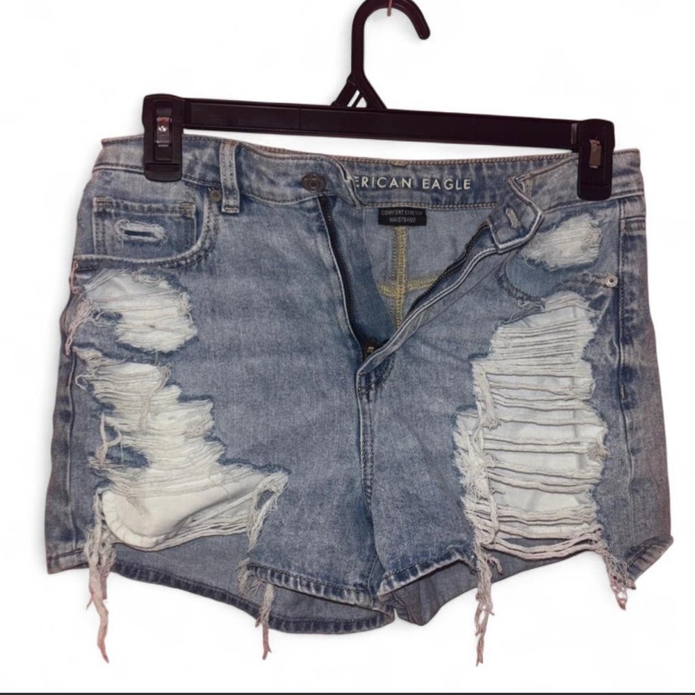 American Eagle Outfitters Light Blue Distressed Jean Shorts